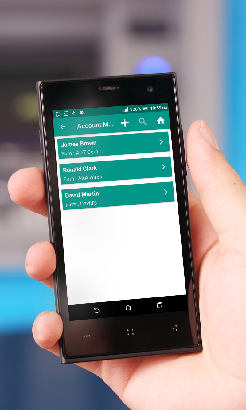 Android application Account Manager screenshort