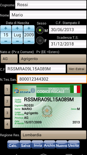 Codice Fiscale Tessera San Pro