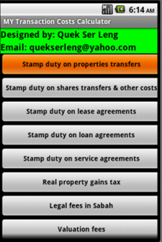 Android application Malaysia Business Cost Calc screenshort