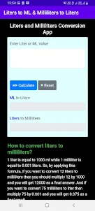 Liters to Milliliter to Liters