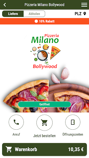 Android application Pizzeria Milano Bollywood screenshort