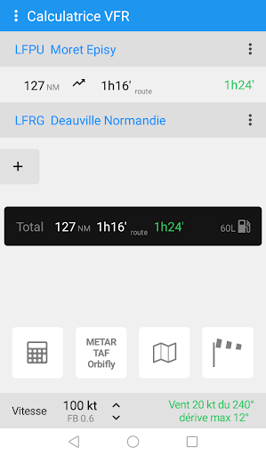 Android application Calculatrice VFR screenshort