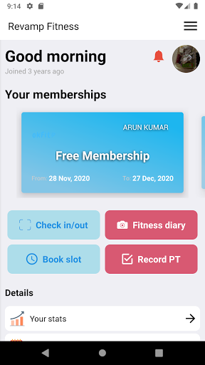 Android application Revamp Fitness screenshort