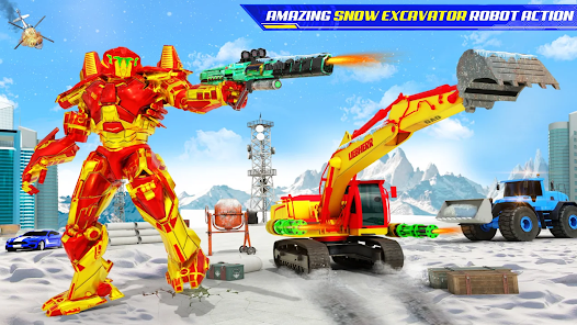 Snow Excavator Robot Car Games screenshots 15