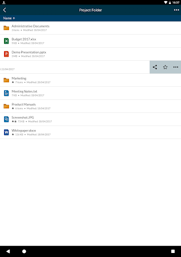 Screenshot of Content Management Mobile