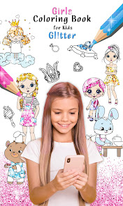 Girls Color Book with Glitter  screenshots 1