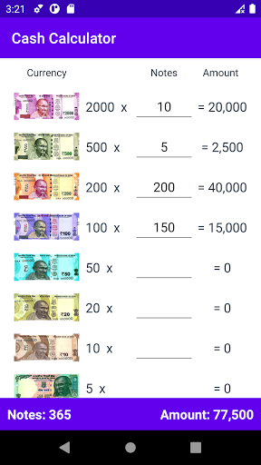 Cash Counter - Rupees Calc Screen 2
