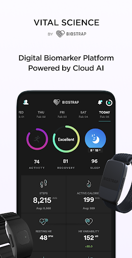 Android application Vital Science by Biostrap screenshort