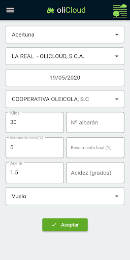 Android application oliCloud screenshort