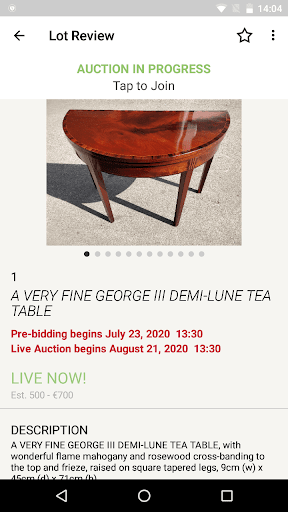 Hegarty Live Auctions Screen 3