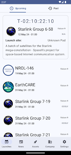 Android application SpaceX - Launch Tracker screenshort