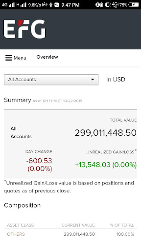 Android application EFG NetxInvestor screenshort
