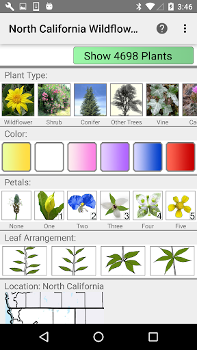 Android application North California Wildflowers screenshort