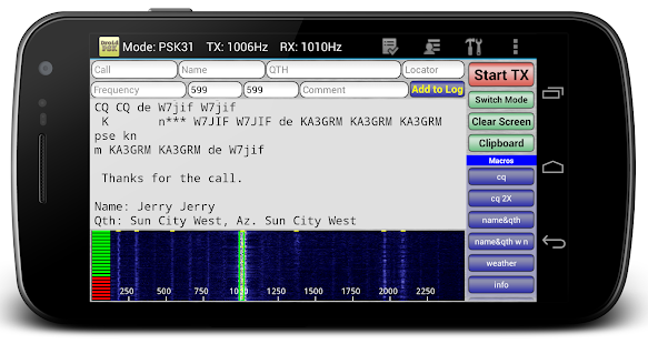 DroidPSK - PSK for Ham Radio Screenshot
