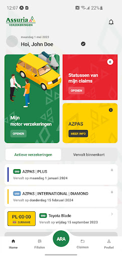 Android application MyAssuria screenshort