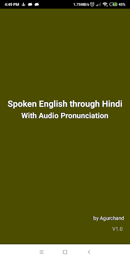 Android application Spoken English through Hindi screenshort