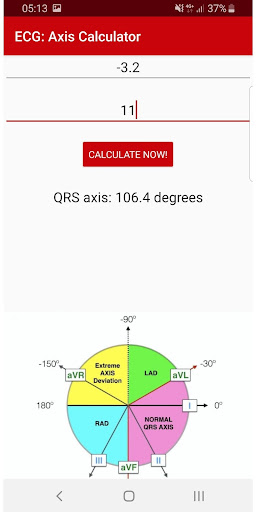 ECG: Axis Calculator Screen 2