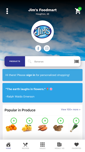 Android application Jim's Foodmart screenshort