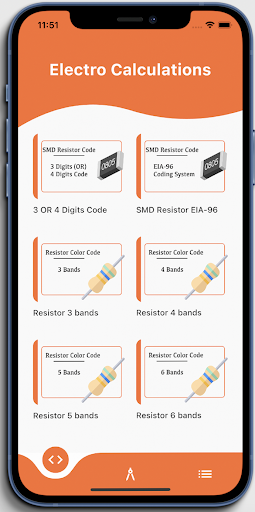 Android application Electro Calculation screenshort