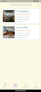 coffee app: randoms & events