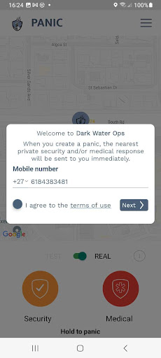 Dark Water Ops Panic App Screen 2