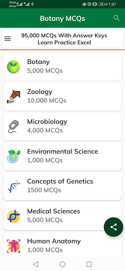 #1. Botany Solved MCQs Test (Android) بواسطة: Unique MCQs Apps