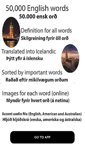 Android application English icelandic dictionary screenshort