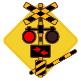 Railroad crossing play icon