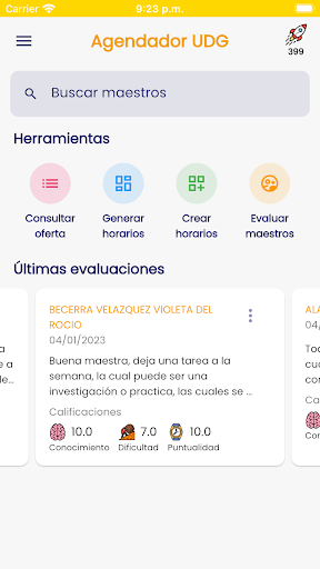 Android application Agendador UDG screenshort