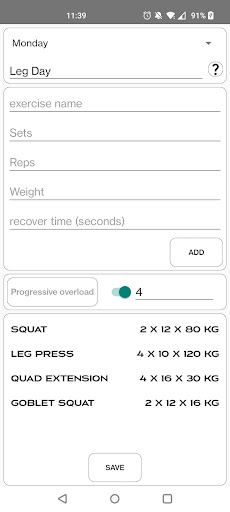 Android application Workout PRO screenshort
