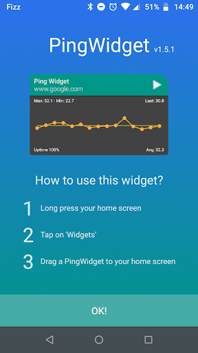 Android application Ping Widget screenshort