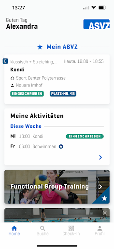 Android application ASVZ screenshort