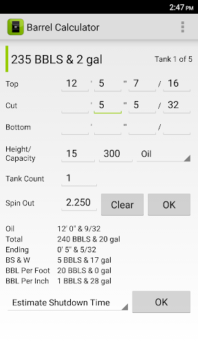 Android application Barrel Calculator screenshort