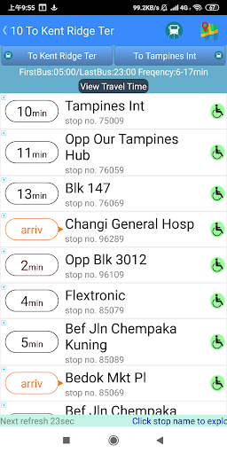 SG Bus / MRT Tracker Screen 2