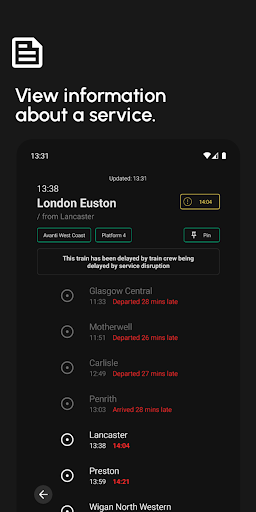 TRACK: Live Train Times Screen 3