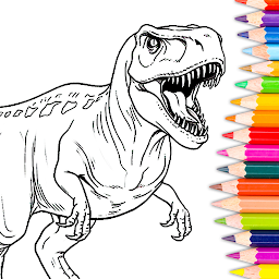 「恐龍塗色書 - 畫畫塗色 填色塗鴉遊戲」圖示圖片