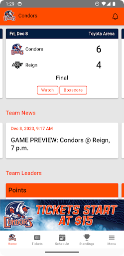 Android application Bakersfield Condors screenshort
