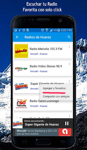 Android application Radio de Huaraz screenshort