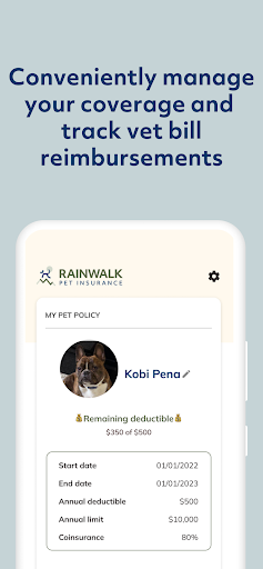 Android application Rainwalk Pet Insurance screenshort