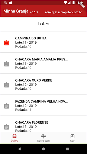 Android application Minha Granja - Terminação screenshort