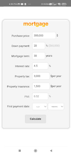 Android application Mortgage Calculator: Loan screenshort
