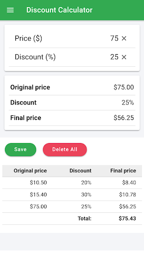 Discount Calculator Screen 3