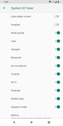 SystemUI Tuner Shortcut Screen 2