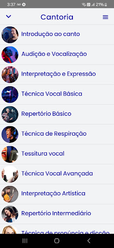 Visualização do aplicativo