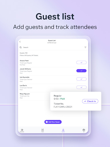 Screenshot of Check-in by Wix
