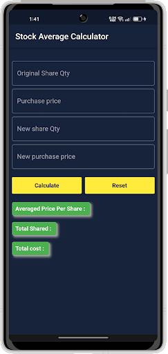 Stock Average Calculator Screen 3
