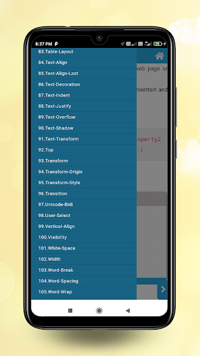 Android application Learn CSS - Example and editor screenshort