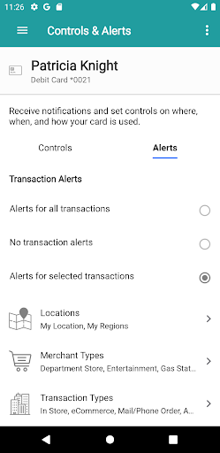 Android application Fremont Bank CardGuard screenshort
