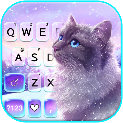 Snowy Cat Keyboard Background logo