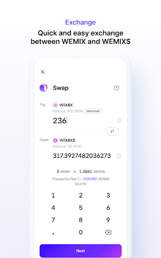 Screenshot of WEMIX Wallet